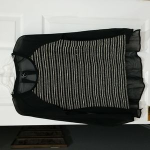 Sanctuary Knit Sheer Black Sequined Blouse